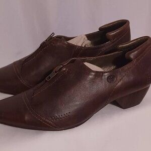 Josef Seibel Granny Pilgrim Heel Brown Leather Zip Comfort Shoe 37 / 6.5
